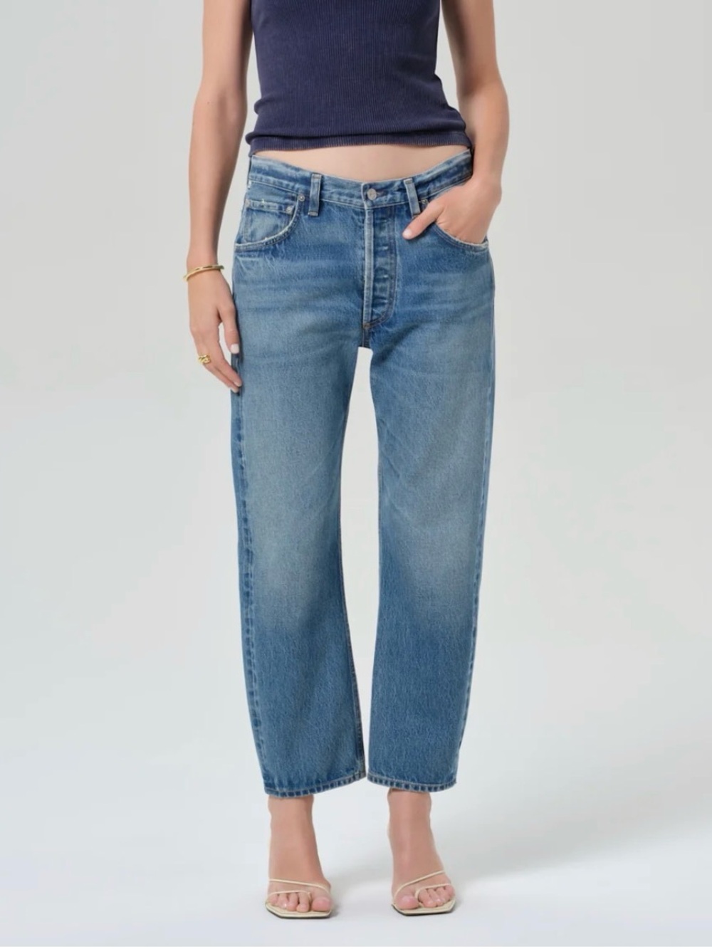 Citizens Of Humanity Winslow Cropped Blue Boyfriend Jeans 27
